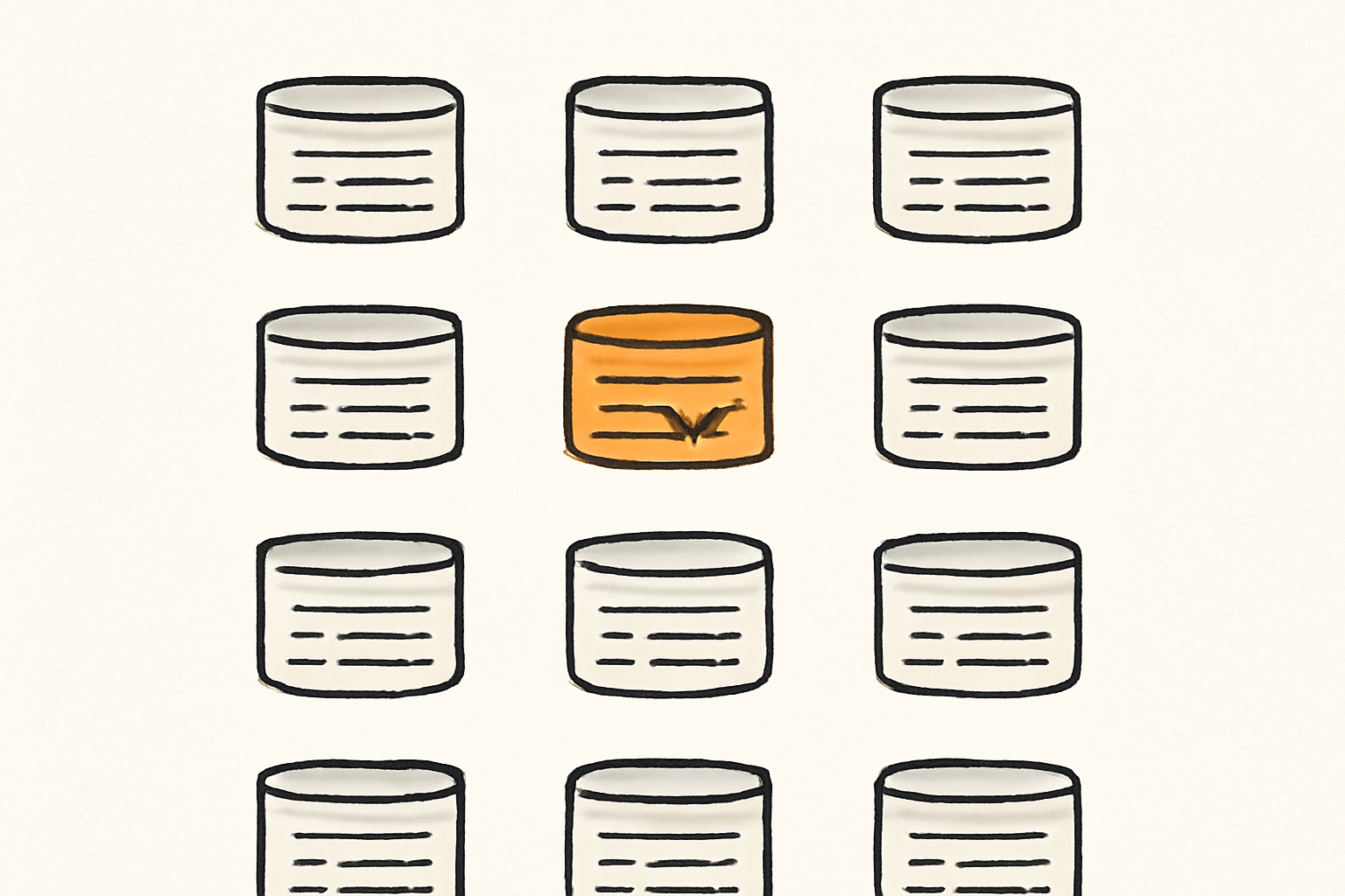 A database table with row-level security checked, marked in orange