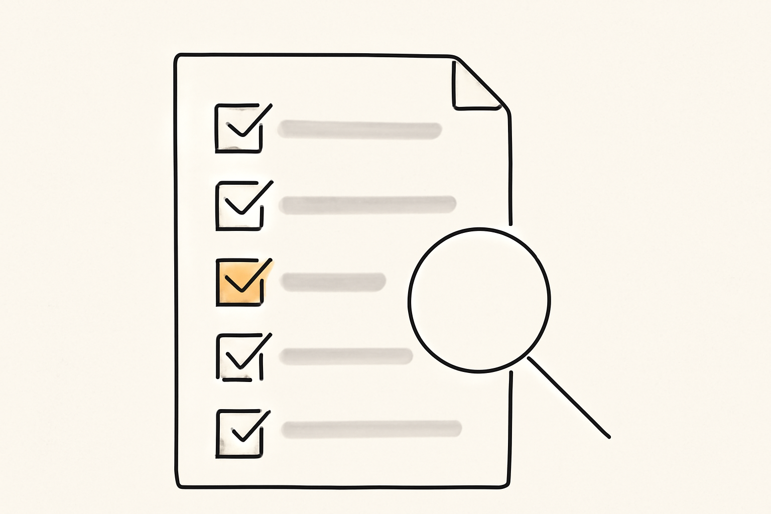Editorial illustration of a security checklist being reviewed