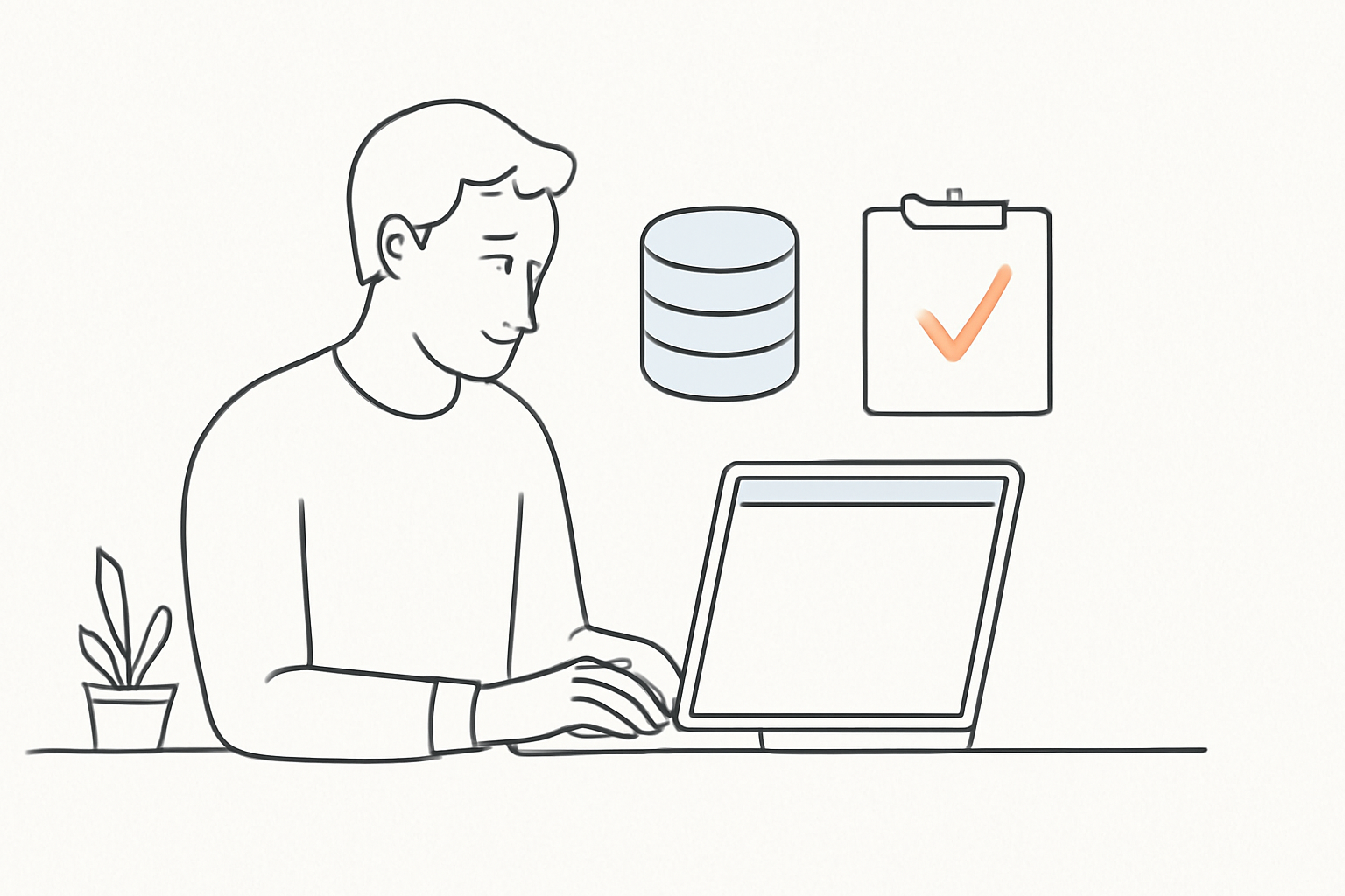 Illustration of a solo developer reviewing a Supabase security checklist on a laptop