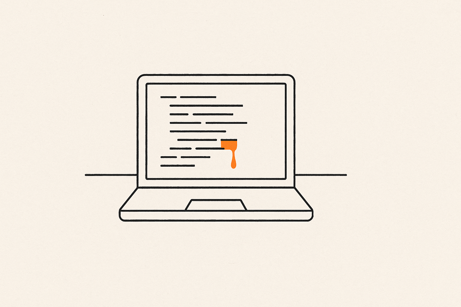 Illustration of a secret leaking out of code on a laptop screen