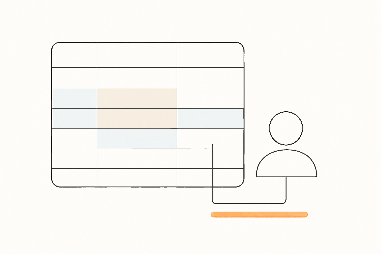 Illustration of row-level security showing only some database rows visible to a user